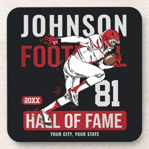 Personalized Football PLAYER Team NUMBER Sports  Beverage Coaster