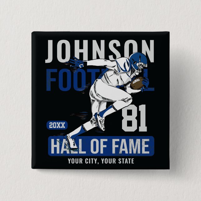 Personalized Football PLAYER Team NUMBER Sports Button (Front)