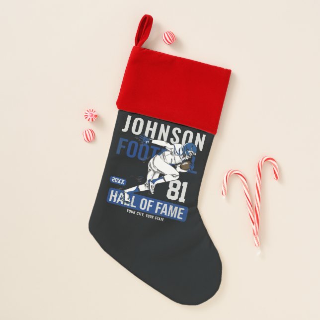 Personalized Football PLAYER Team NUMBER Sports  Christmas Stocking (Front)