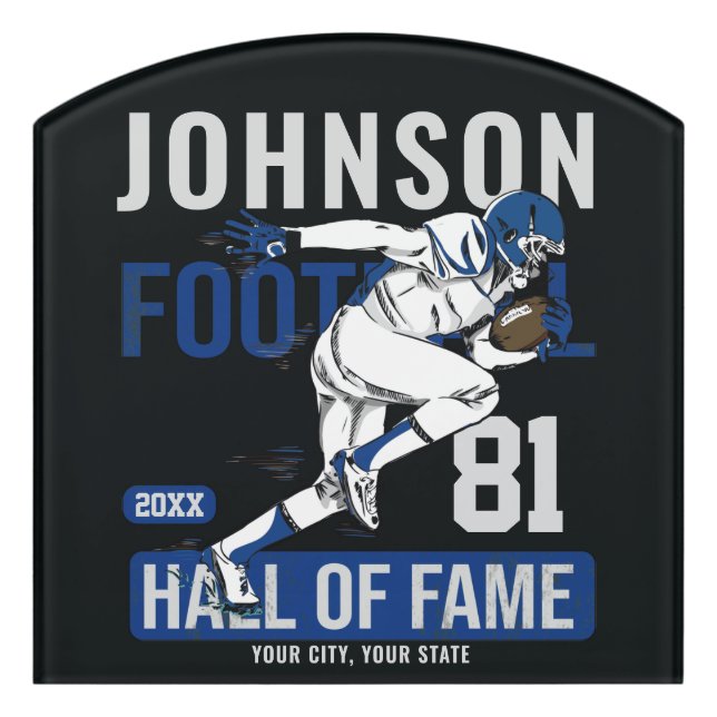 Personalized Football PLAYER Team NUMBER Sports  Door Sign (Contour Front)