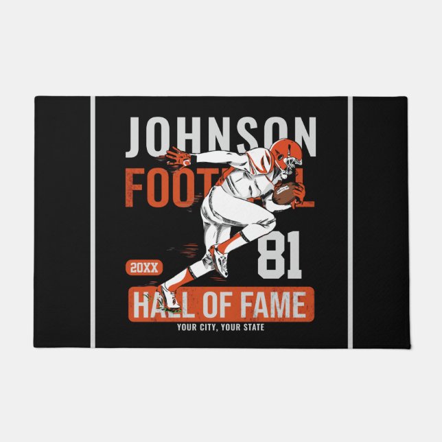 Personalized Football PLAYER Team NUMBER Sports  Doormat (Front)