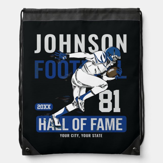 Personalized Football PLAYER Team NUMBER Sports Drawstring Bag (Front)