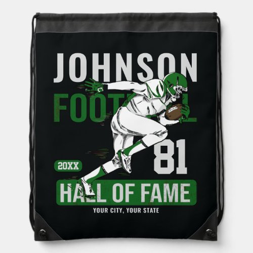 Personalized Football PLAYER Team NUMBER Sports Drawstring Bag
