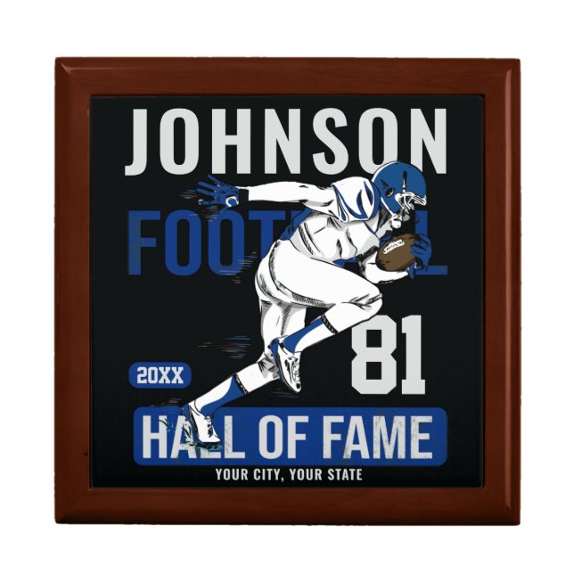 Personalized Football PLAYER Team NUMBER Sports Gift Box (Front)
