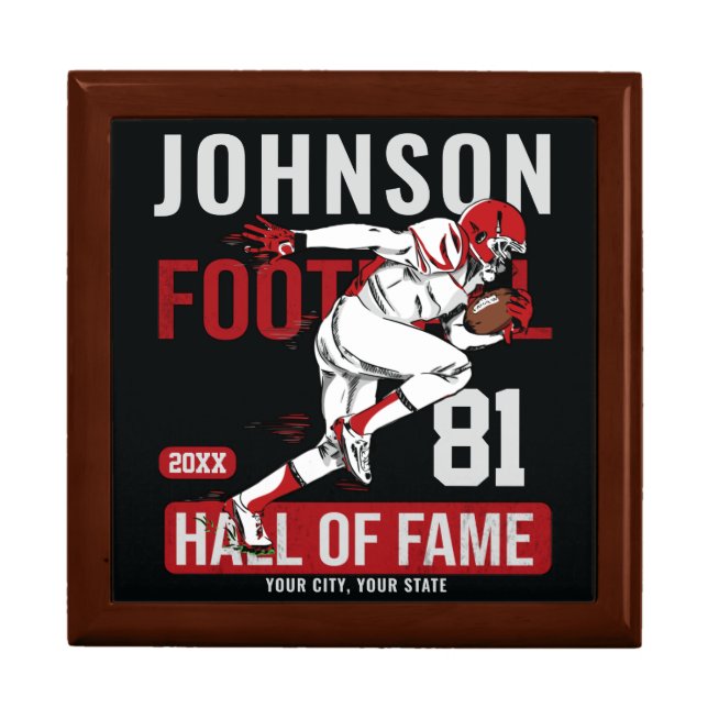 Personalized Football PLAYER Team NUMBER Sports Gift Box (Front)