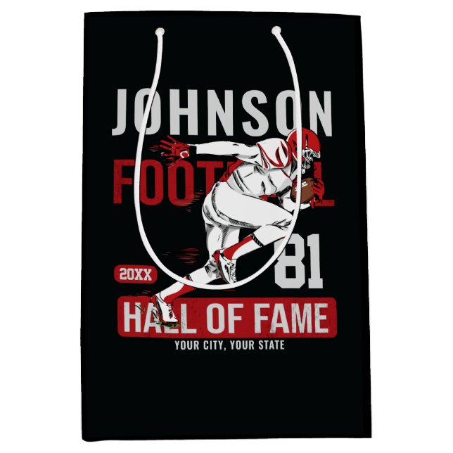 Personalized Football PLAYER Team NUMBER Sports  Medium Gift Bag (Front)