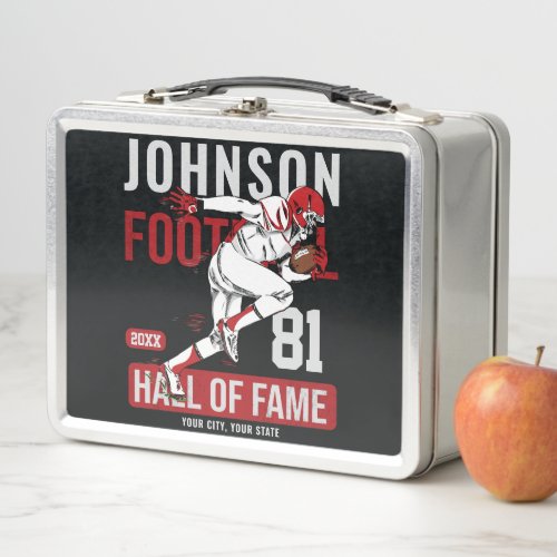 Personalized Football PLAYER Team NUMBER Sports  Metal Lunch Box