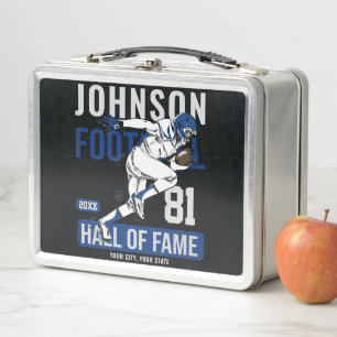 Personalized Football PLAYER Team NUMBER Sports Metal Lunch Box
