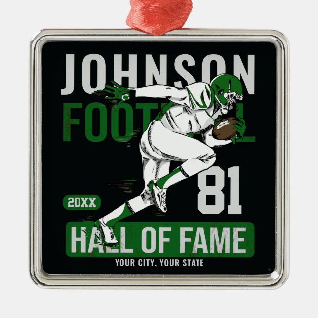 Personalized Football PLAYER Team NUMBER Sports  Metal Ornament (Front)