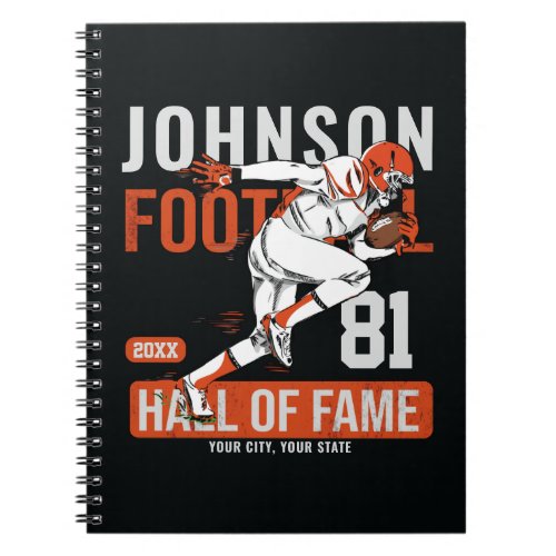 Personalized Football PLAYER Team NUMBER Sports  Notebook
