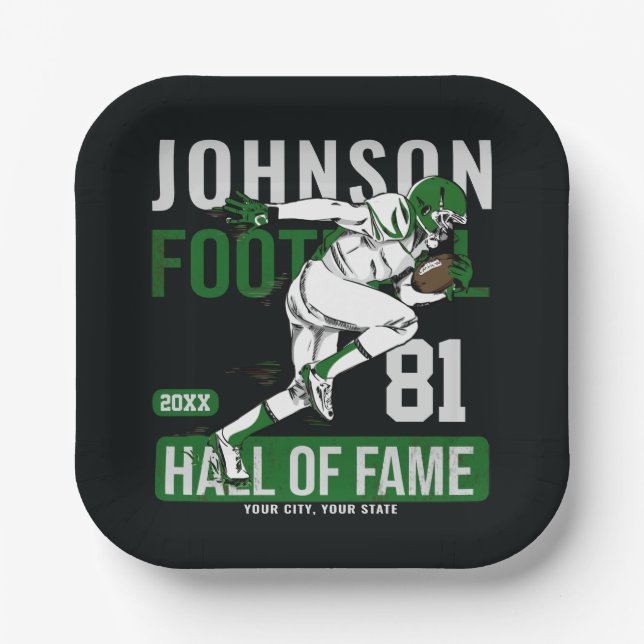 Personalized Football PLAYER Team NUMBER Sports  Paper Plates (Front)