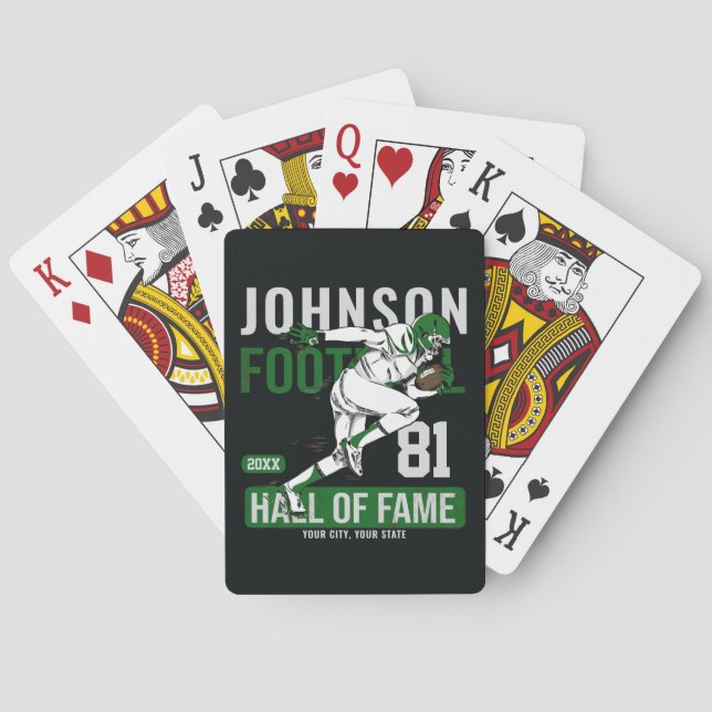 Personalized Football PLAYER Team NUMBER Sports Poker Cards (Back)