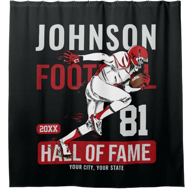 Personalized Football PLAYER Team NUMBER Sports   Shower Curtain (Front)