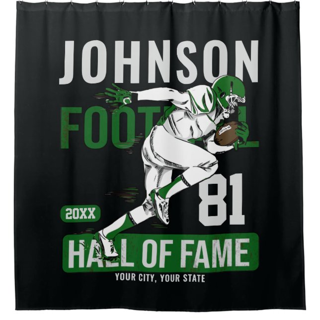 Personalized Football PLAYER Team NUMBER Sports Shower Curtain (Front)