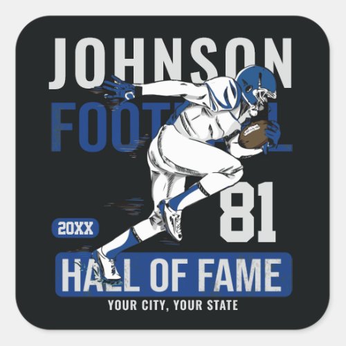 Personalized Football PLAYER Team NUMBER Sports  Square Sticker