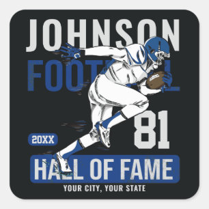 Personalized Football PLAYER Team NUMBER Sports  Square Sticker
