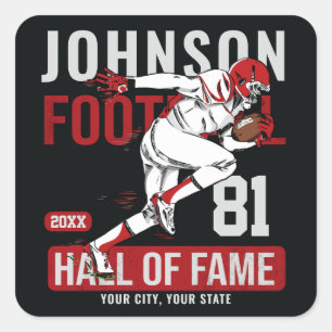 Personalized Football PLAYER Team NUMBER Sports Square Sticker