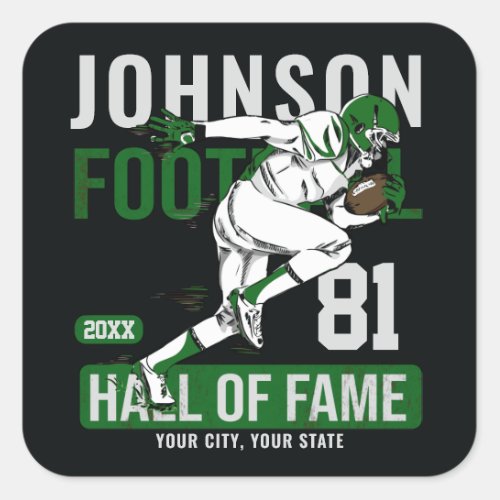 Personalized Football PLAYER Team NUMBER Sports   Square Sticker