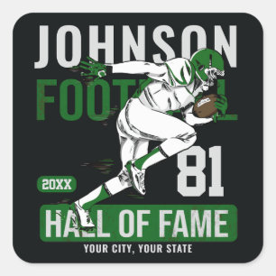 Personalized Football PLAYER Team NUMBER Sports Square Sticker