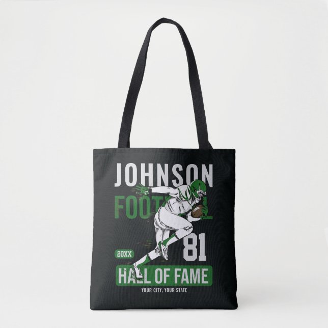 Personalized Football PLAYER Team NUMBER Sports  Tote Bag (Front)