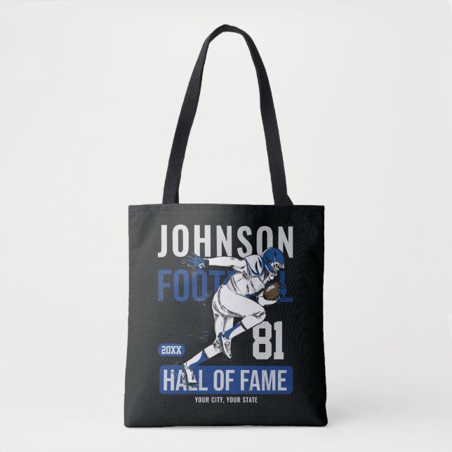 Personalized Football PLAYER Team NUMBER Sports Tote Bag (Front)