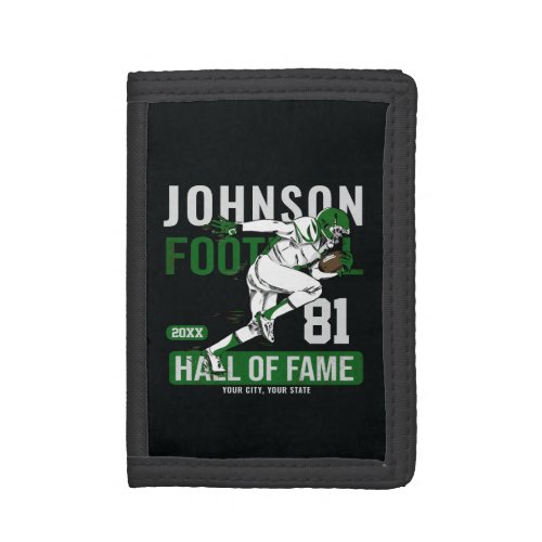 Personalized Football PLAYER Team NUMBER Sports   Trifold Wallet