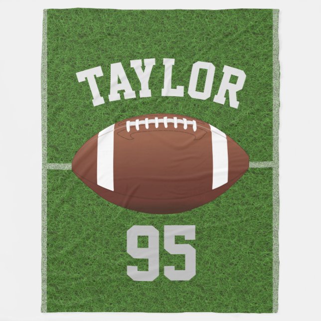 Personalized Football Player's Name and Number Fleece Blanket (Front)