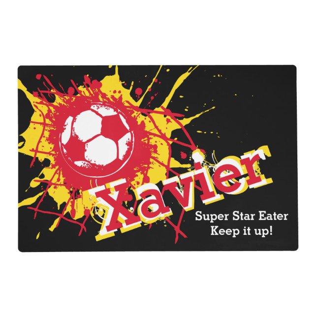 Personalized football red soccer laminated mat (Back)