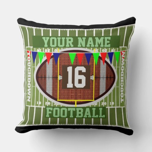 Personalized Football Ribbon Run Throw Pillow