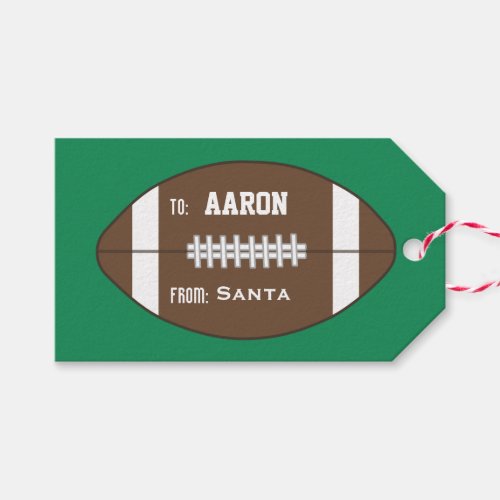 Personalized Football Santa Christmas Gift Tags