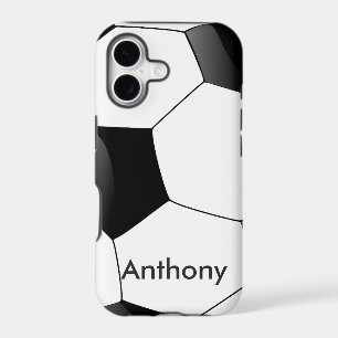 Personalized Football Saucer Ball white & Black iPhone 17 Case