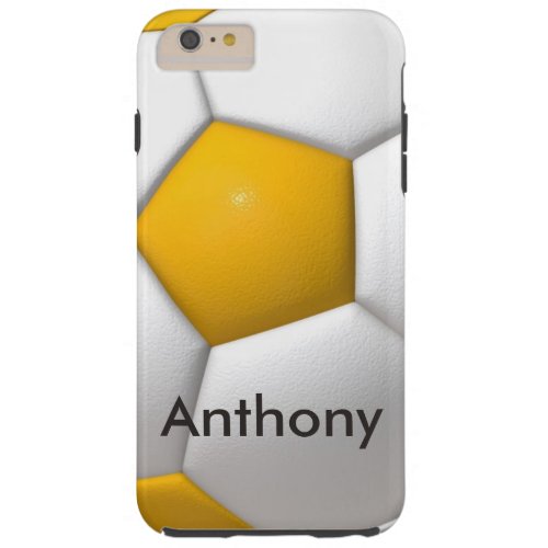 Personalized Football Saucer Ball white  Yellow Tough iPhone 6 Plus Case