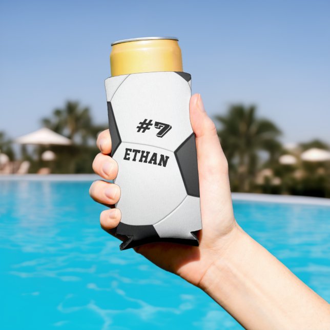 Personalized Football Soccer Ball Seltzer Can Cooler (In Situ Pool)