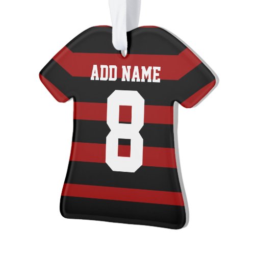 Personalized Football soccer shirt Red Black hoops Ornament