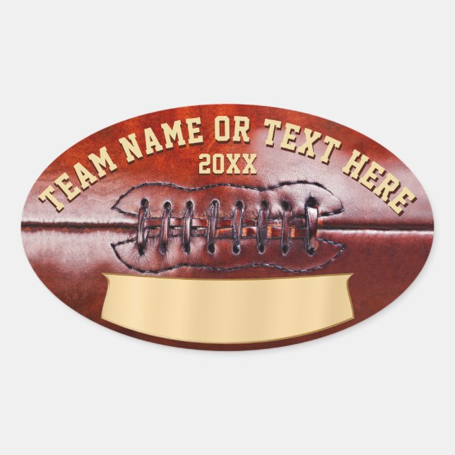 Personalized Football Stickers, Your Text, Blank Oval Sticker (Front)
