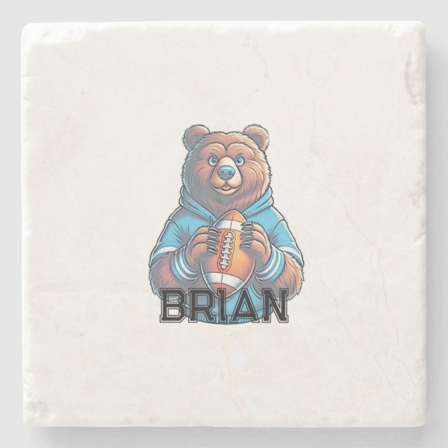 Personalized Football Stone Coaster (Front)