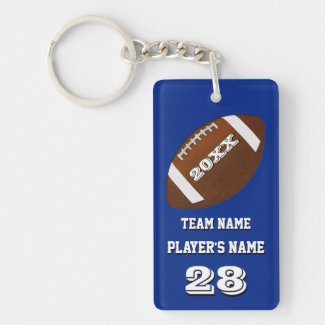 Personalized Football Team Gifts with 4 Text Boxes Double-Sided Rectangular Acrylic Keychain