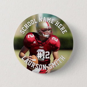 Personalized Football Team Player Name Number Button