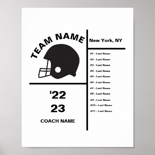 Personalized Football Team With Players Poster