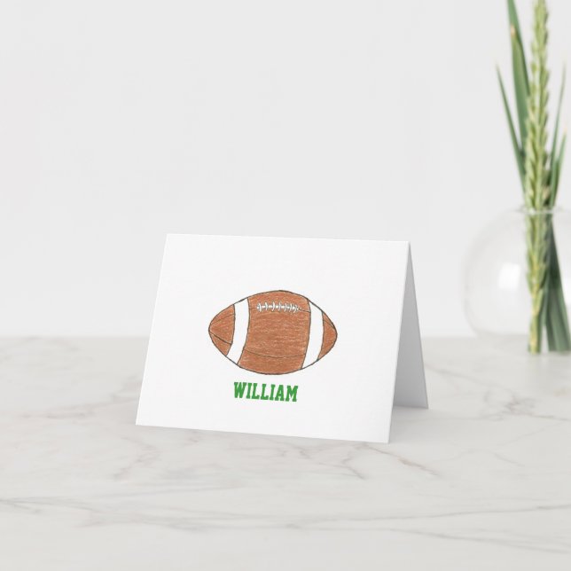 Personalized football theme notecards with name (Front)