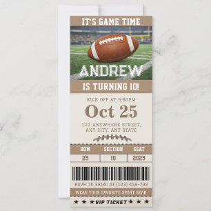 Personalized Football-Themed Birthday Ticket Invitation