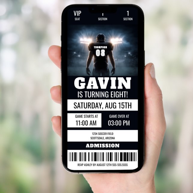 Personalized Football Ticket Birthday Party Invitation (Front Digital)