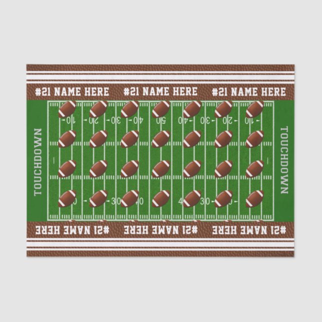 Personalized Football Tissue Paper Name and Number (Front)