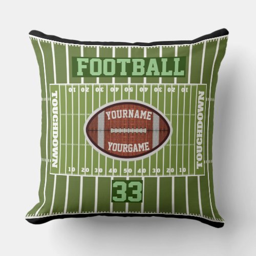 Personalized Football Touchdown Throw Pillow