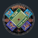 Personalized Football YOUR PHOTOS Dart Board<br><div class="desc">An awesome baseball inspired dartboard. Features custom baseball field logo with FOUR replaceable YOUR PHOTO sections. Great for adding team league photos and preserving sports memories in a unique way. Fully customizable! Enjoy!</div>