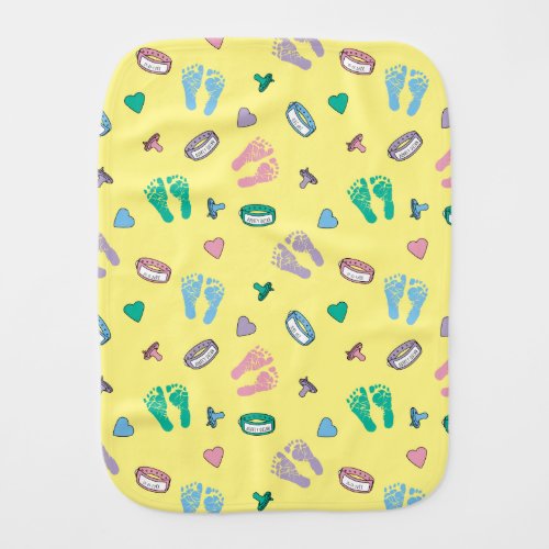 Personalized Footprints Binkies and ID Bands Baby Burp Cloth