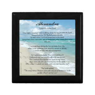 Personalized Footprints in the Sand Prayer Box