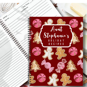 Personalized for Aunt Red Holiday Baking Recipe Notebook