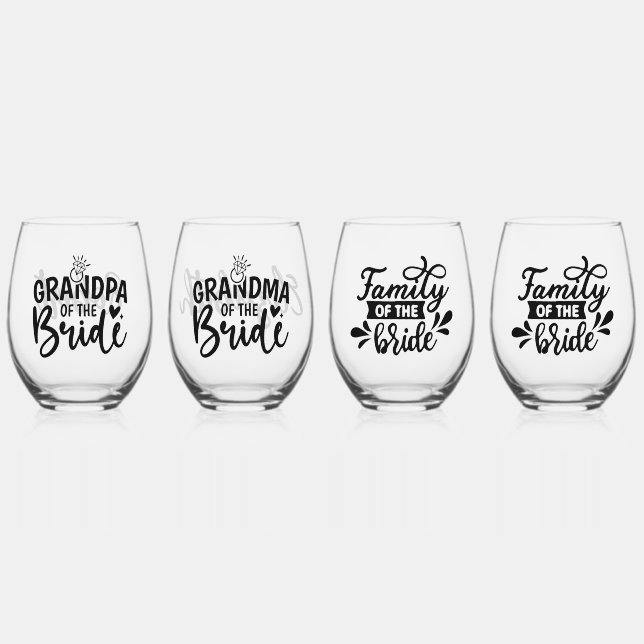 Personalized for Bride’s Family  Stemless Wine Glass (Front)