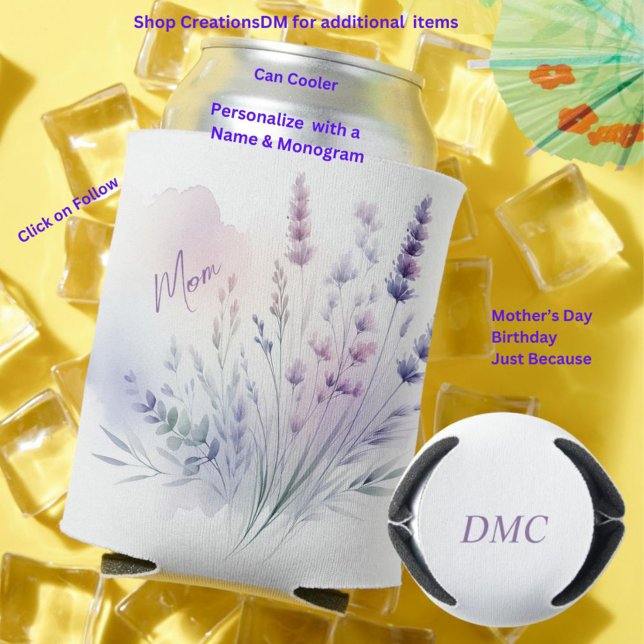 Personalized for Mom or Anyone Floral Can Cooler (Creator Uploaded)